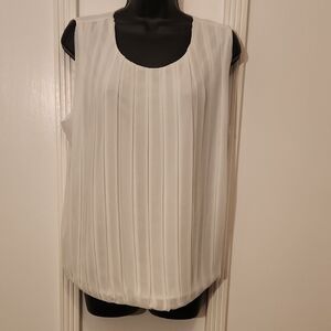 Calvin Klein White Pleated Sleeveless Top